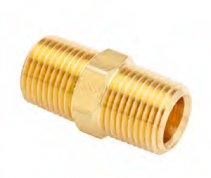 28211L  Midland Industries Hex Nipple Brass Pipe Fitting with Left Handed Thread