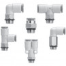 SMC KQ2 one-touch, metric and inch size fittings are available in a wide variety of sizes, body styles and thread types. The use of a special profile seal allows the KQ2 to be used for a wide range of pressures from a low vacuum up to a pressure of 1MPa. 