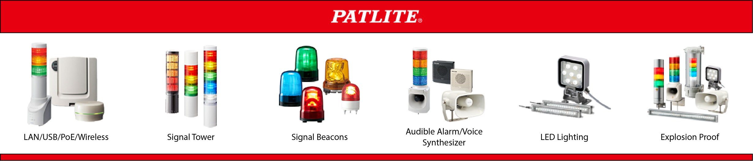 Patlite Signal Towers available from Scott Equipment Company